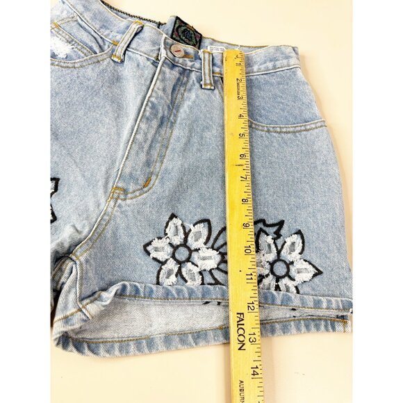 VTG Zip code Sz 7/8 (Actual 23x2) Floral Light Wash Denim Shorts 100% Cotton EUC - Picture 10 of 11